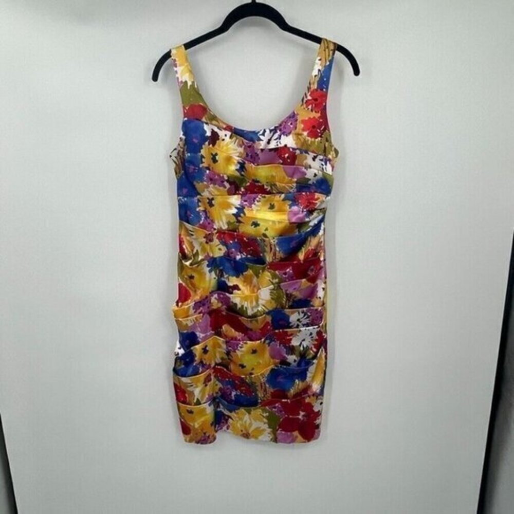 Bisou Bisou Womens Dress 4 Sleeveless Pleated Bandage Lined Mini Colorful Preppy